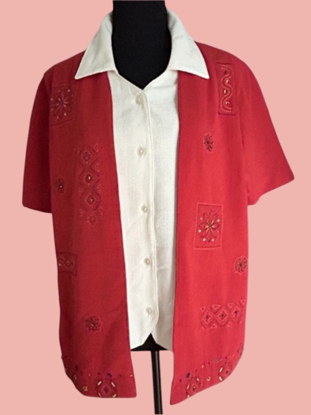 🍁VTG ALFRED DUNNER! “MARRIED” TOP! EMBROIDERED SEQUIN FALL COLORS!
